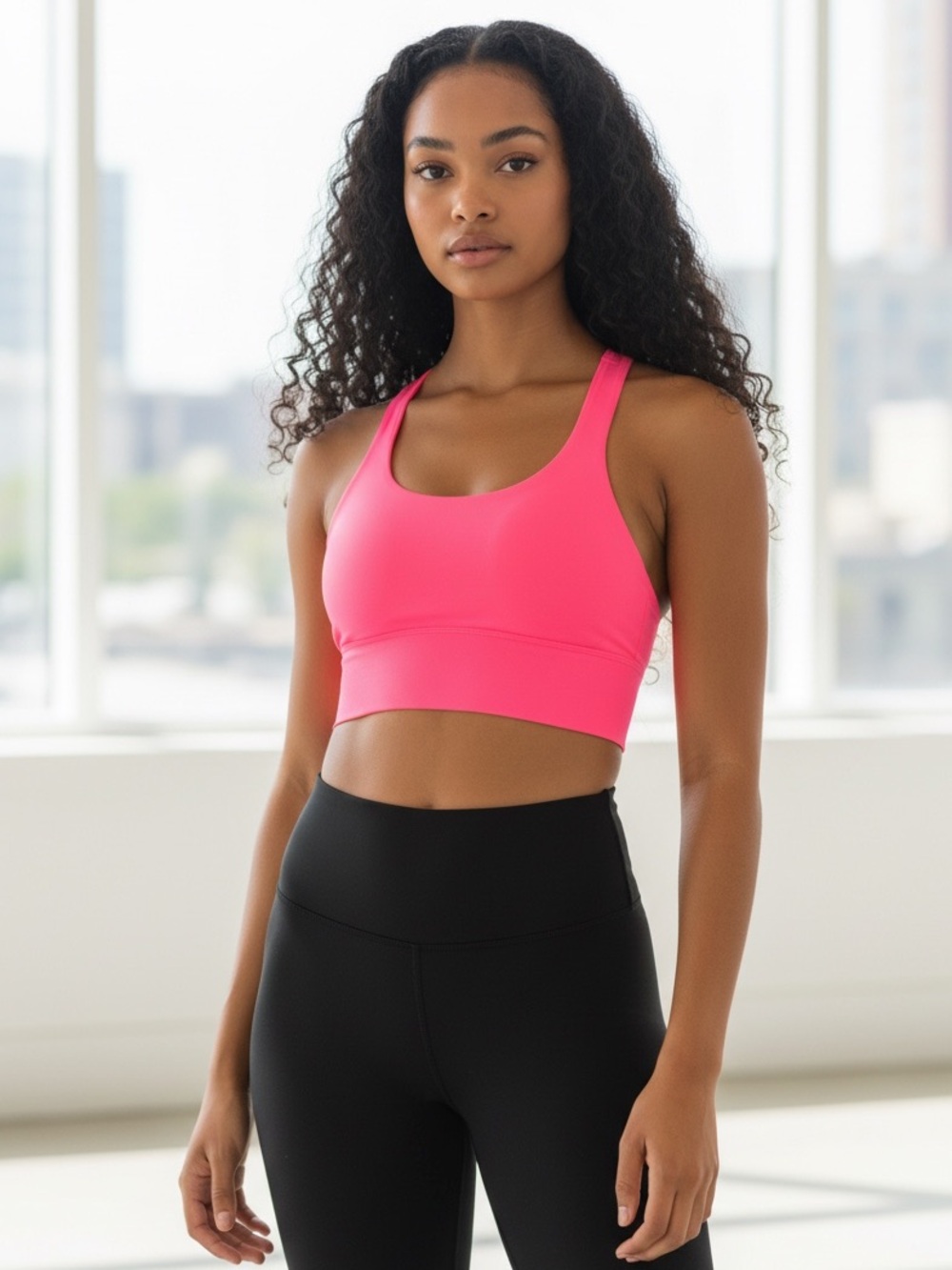 Women’s Seamless Sports Bra W/Crisscross Back Hot Pink High Impact Size-XXL NIB